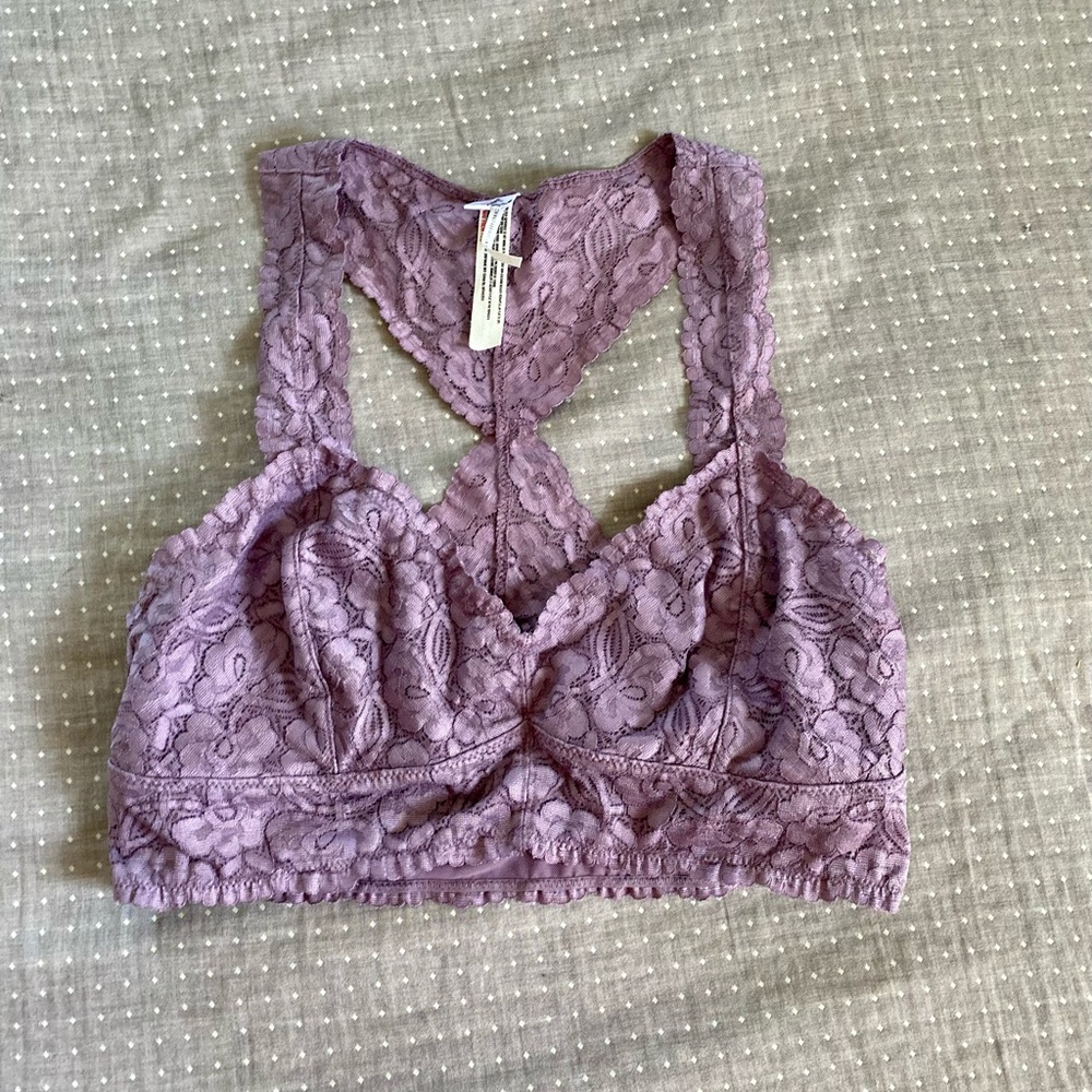 Free P purple violet lace galloon racerback bra